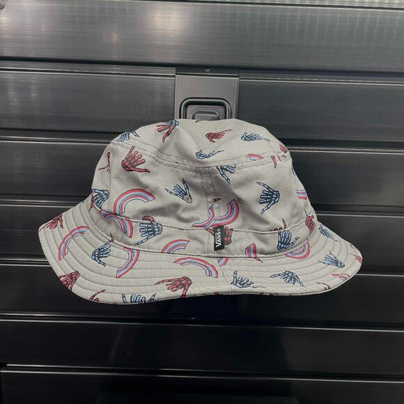 VANS OFF TANS OFF THE WALL Gray Bones Shaka BUCKET HAT Skate Surf Sun Cap Sz M/L - Picture 1 of 5